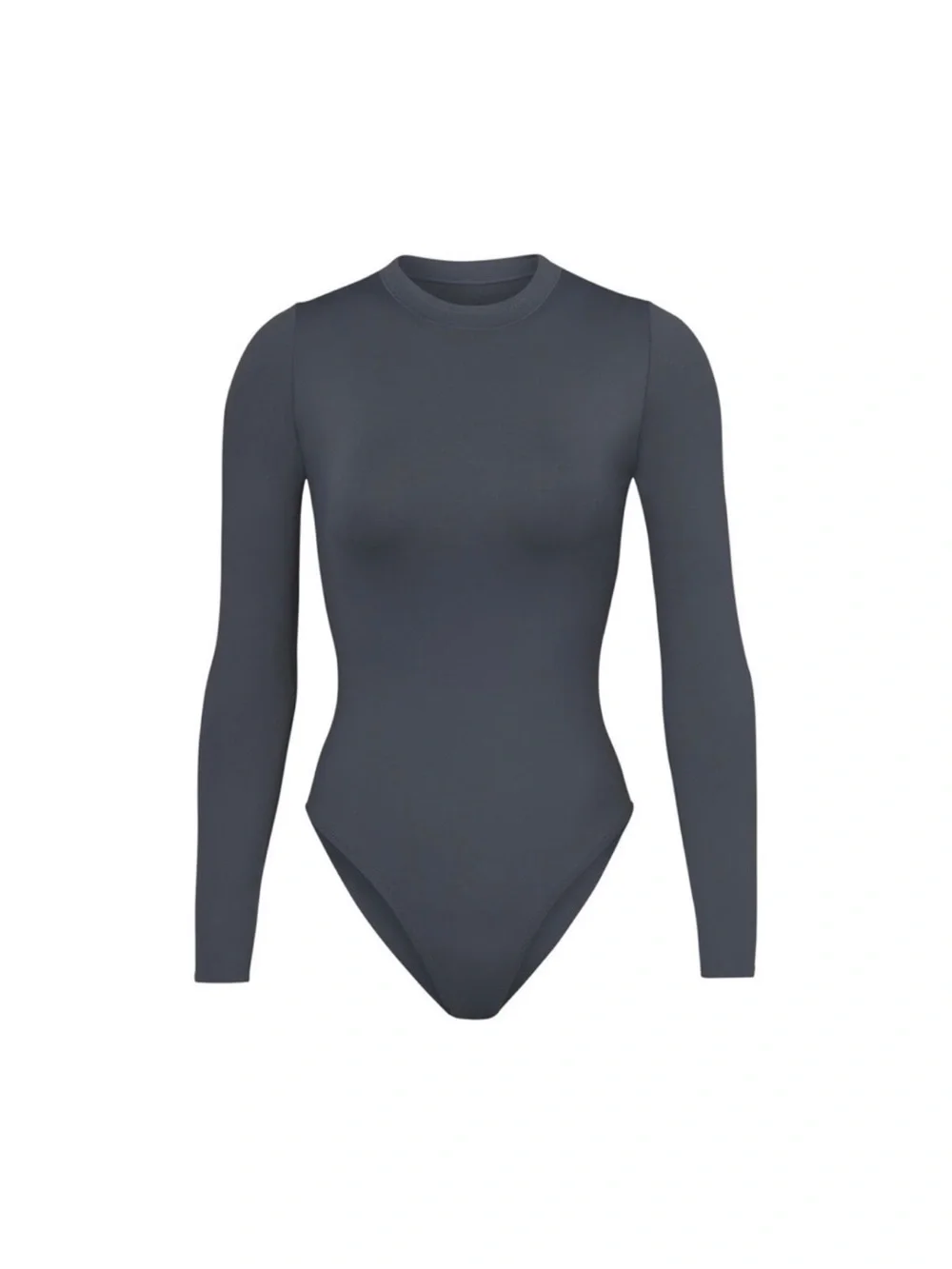 SKIMS Swim Long Sleeve One Piece in Gunmetal Back pull zip rashguard small